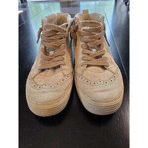 ​SHU SHOP Serena High Top Sneakers Star Distressed Taupe Snake Gold Size 7.5